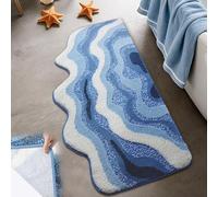 Rileygrove Breezy Weave Bath Rug, 3D Ocean Wave Tufted Carpet, Ocean Design Bath Mat. Cute Coastal Beach Themed Bath Mats for Bathroom Bedroom (#2,27.6 * 63 in/70 * 160cm)