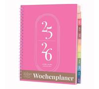 Rileys Agenda 2025 2026, Agenda Scolaire & Professionnel, Planificateur Journalier, Hebdo & Mensuel, Spirale Carnet de Rendez-Vous, Juil 2025-Juin 2026 (20,3 x 15,2 cm, Rose, en Allemand)