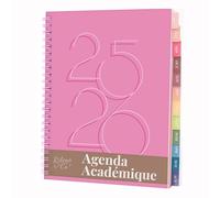 Rileys Agenda 2025 2026, Agenda Scolaire & Professionnel, Planificateur Journalier, Hebdo & Mensuel, Spirale Carnet de Rendez-Vous, Juil 2025-Juin 2026 (20,3 x 15,2 cm, Déco, Rose, en Français)