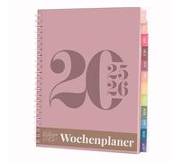 Rileys Agenda 2025 2026, Agenda Scolaire & Professionnel, Planificateur Journalier, Hebdo & Mensuel, Spirale Carnet Rendez-Vous, Juil 2025-Juin 2026 20,3 x 15,2 cm, Rose, Typographique, en Allemand)