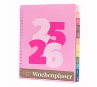 Rileys Agenda 2025 2026, Agenda Scolaire & Professionnel, Planificateur Journalier, Hebdo & Mensuel, Spirale Carnet de Rendez-Vous, Juil 2025-Juin 2026 (20,3 x 15,2 cm, Rose, Gros, en Allemand)