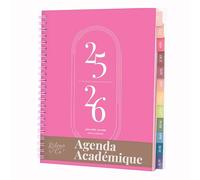 Rileys Agenda 2025 2026, Agenda Scolaire & Professionnel, Planificateur Journalier, Hebdo & Mensuel, Spirale Carnet de Rendez-Vous, Juil 2025-Juin 2026 (20,3 x 15,2 cm, Rose, en Français)