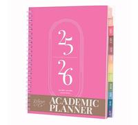 Rileys Agenda 2025 2026, Agenda Scolaire & Professionnel, Planificateur Journalier, Hebdo & Mensuel, Spirale Carnet de Rendez-Vous, Juil 2025-Juin 2026 (20,3 x 15,2 cm, Rose, en Royaume-Uni)