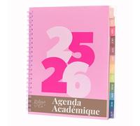 Rileys Agenda 2025 2026, Agenda Scolaire & Professionnel, Planificateur Journalier, Hebdo & Mensuel, Spirale Carnet de Rendez-Vous, Juil 2025-Juin 2026 (20,3 x 15,2 cm, Rose, Gros, en Français)