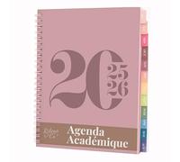 Rileys Agenda 2025 2026, Agenda Scolaire & Professionnel, Planificateur Journalier, Hebdo & Mensuel, Spirale Carnet de Rendez-Vous, Juil 2025-Juin 2026 (20,3 x 15,2 cm, Rose, en Français)