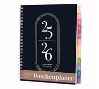 Rileys Agenda 2025 2026, Agenda Scolaire & Professionnel, Planificateur Journalier, Hebdo & Mensuel, Spirale Carnet de Rendez-Vous, Juil 2025-Juin 2026 (20,3 x 15,2 cm, Noir, en Allemand)