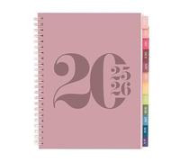 Rileys Agenda 2025 2026, Agenda Scolaire & Professionnel, Planificateur Journalier, Hebdo & Mensuel, Spirale Carnet Rendez-Vous, Juil 2025-Juin 2026 (20,3 x 15,2 cm, Rose, Typographique, en UK)