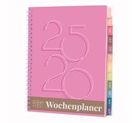 Rileys Agenda 2025 2026, Agenda Scolaire & Professionnel, Planificateur Journalier, Hebdo & Mensuel, Spirale Carnet de Rendez-Vous, Juil 2025-Juin 2026 (20,3 x 15,2 cm, Déco, Rose, en Allemand)
