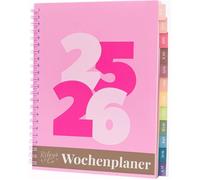 Rileys Agenda 2025 2026,Agenda Scolaire & Professionnel,Planificateur Juil 2025-Juin 2026(20,3 x 15,2 cm,Rose,Gros,en Allemand)