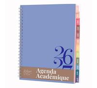 Rileys Agenda 2026 2027, Agenda Scolaire & Professionnel, Planificateur Journalier, Hebdo & Mensuel, Carnet, Reliure Double Spirale, Juil 2026-Juin 2027 (20 x 15 cm, Bleu, Classique, en français)