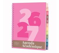 Rileys Agenda 2026 2027, Agenda Scolaire & Professionnel, Planificateur Journalier, Hebdo & Mensuel, Carnet, Reliure Double Spirale, Juil 2026-Juin 2027 (20 x 15 cm, Rose, Épais, en français)