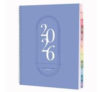 Rileys Agenda 2026 avec vue hebdomadaire et mensuelle, agenda journalier et annuel, reliure à spirale avec onglets, notes, objectifs et jours fériés (bleu, 21,6 x 27,9 cm)