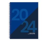 Rileys Agenda hebdomadaire 2024 - Agenda géographique annuel et mensuel, couverture flexible, pages de notes, reliure à double spirale (21,6 x 27,9 cm, bleu)