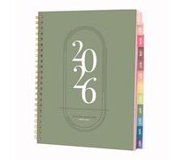 Rileys Agenda Journalier 2026, Planner 2026 Scolaire et Familial, Semainier et Planificateur Hebdomadaire Mensuel, Agenda Professionnel à Spirale pour Fille et L’Étudiant (Vert, 20 x 15 cm, Allemand)