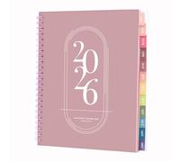 Rileys Agenda Journalier 2026, Planner 2026 Scolaire et Familial, Semainier et Planificateur Hebdomadaire Mensuel, Agenda Professionnel à Spirale pour Fille et L’Étudiant (Rose, 20 x 15 cm)