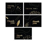 Rileys & Co Cartes de Remerciement avec Enveloppes Assorties | 50 Pièces, Feuille d'Or - Cartes de Correspondance Vierges, Parfaites pour les Mariages, les Affaires, les Cartes-Cadeaux (Noir)