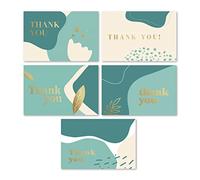 Rileys & Co Cartes de Remerciement avec Enveloppes Assorties | 50 Pièces, Feuille d'Or - Cartes de Correspondance Vierges, Parfaites pour les Mariages, les Affaires, les Cartes-Cadeaux (Vert Sauge)