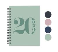 Rileys & Co Planificateur - Agenda Mensuel et Hebdomadaire, Couverture Flexible, Reliure à Double Spirale, Pages de Notes | Calendrier (Français, Allemand) (Vert - Typographique, Allemand)