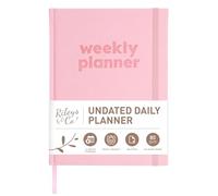 Rileys & Co Planificateur Hebdomadaire Agenda Non Daté 20 x 15 cm, Daily Planner Carnet Organisateur Planificateur Journalier 12 Mois, Agenda To Do List Travail, Études & Maison (Rose)