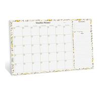 Rileys & Co - Planificateur Mensuel Calendrier Non Daté 52 Feuilles Détachables Agenda Bloc-Notes Listes de Tâches Priorités Organisation Mensuelle Planning Productivité 41,9 x 29,2 cm (jaune floral)