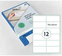 Rillprint Étiquettes auto-adhésives | 1200 étiquettes | 105 x 48 mm | 12 étiquettes imprimables par feuille A4 |Expédition, prix étiquette collante pour imprimante à jet d'encre et laser