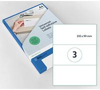 Rillprint Étiquettes auto-adhésives | 300 étiquettes | 210 x 99 mm | 3 étiquettes imprimables par feuille A4 |Expédition, prix étiquette collante pour imprimante à jet d'encre et laser