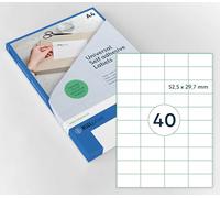 Rillprint Etiquettes auto-adhésives | 4000 étiquettes | 52,5 x 29,7 mm | 40 étiquettes imprimables par page A4 |Expédition, prix étiquette collante pour imprimante à jet d'encre et laser | Blanc