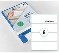 Rillprint Étiquettes auto-adhésives | 800 étiquettes | 105 x 74mm | 8 étiquettes imprimables par feuille A4 |Expédition, prix étiquette collante pour imprimante à jet d'encre et laser