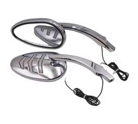 Riloer 1 paire de rétroviseurs modifiés pour moto avec clignotants à LED, Rétroviseurs latéraux en argent avec clignotant LED ambre Compatible avec Harley-Davidson Dyna Super Glide FXD 1997-2010