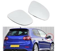 Riloer 1 paire Verre de rétroviseur latéral de voiture pour rétroviseur gauche + droit compatible avec V-W G-OLF G-TI J-ETTA M-K5 R-ABBIT PA-SSAT B5 B6 EOS, Blanc 3C0857521+3C0857522