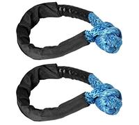 Riloer 2 pièces Corde à Manille Souple Sangle de récupération de remorquage synthétique pièces Automobiles Corde de remorquage, Bleu