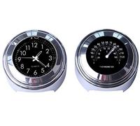Riloer 2pcs 7/8 pouces horloge de guidon de moto et thermomètre horloge numérique étanche universelle (noir)