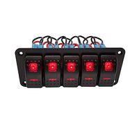 Riloer 3/4/5/6/8 Tableau de commutation de gang, Panneau de commutateur ROCKER DC12V / 24V 240W, Auto RV Yacht Modified 12-24V Universal-Aluminim-Panel Switch