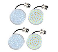 Riloer 4pcs 12V Moto 2" 1156/1157 LED Clignotants Ampoules Compatible avec Harley-Davidson Softail Dyna Sportster Touring Tri Glide, Jaune/Blanc/Rouge