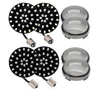 Riloer 4pcs 12V Moto 2" 1156/1157 LED Clignotants Ampoules Compatible avec Harley-Davidson Softail Dyna Sportster Touring Tri Glide, Jaune/Blanc/Rouge