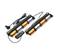 Riloer Barre lumineuse fendue pour pont de pare-brise - Lumière stroboscopique de tableau de bord d'urgence avec Ve*n*touse, 1 paire de 32 LED Ambre Blanc