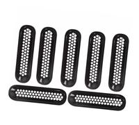 Riloer Lot de 7 bandes de calandre noires compatibles avec Jeep Wrangler JK 2 portes et Unlimited 4 portes 2007-2018