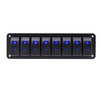 Riloer Panneau d’interrupteurs combiné à 3/4/5/6/8 voies, 12 V/24 V, panneau d’interrupteurs à levier modifié avec lumière LED, universel, pour bateaux, voitures, camping-cars, caravanes
