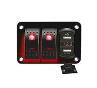 Riloer Panneau de commande à 2 interrupteurs à combinaison, 12 V/24 V, pour bateau, voiture, camping-car, camion, double prise USB, interrupteur à bascule marche/arrêt, avec lumière LED