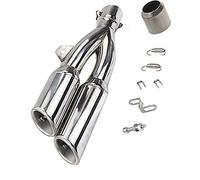Riloer Silencieux d'échappement pour moto à double sortie, diamètre 51 mm, kit de tuyau d'échappement avec embout en acier inoxydable, pour Gy6-125 Gy6-150 Niaja 250 Cb400 Cbf500 Er-6n Z1000 Yzf-R1