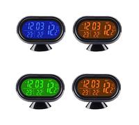 Riloer Thermomètre numérique pour voiture, voltmètre, horloge, thermomètre numérique LCD multifonction pour Sedan, SUV, camion, RV et autres véhicules