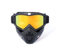 Riloer UV Protection Ski Vélo Open Face Casque Masque Moto avec Lunettes Amovible pour Motocross