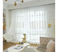 RILOOP Rideaux Voilage Décoration Maison,Romantique Elégant pour Maison Chambre Lumineux Filtrer Suspension avec Passe-Tringle140WX200H(CM) Cuentas de Bordado