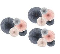 RiloStore Lot de 15 rosaces roses grises blanches pastel roses pompons cœurs décoration de mariage décoration de fête de mariage pompons de soie décorations de suspendre lanternes