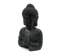 RiloStore Tête de Bouddha noire - 26 cm - Décoration de relaxation - Bien-être - Asie - Objet décoratif - Pratique de massage - Figurine décorative - Tête de Bouddha - Décoration de salle de bain