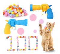 RILYSUN Jouets de Lanceur de balles pour Chats , Jouets interactifs pour Chats balles Pompon avec lanceur et balles Pompon Douces colorées, Jouet pour Suivre Les Chat d'intérieur (100 & 2 Lanceurs)