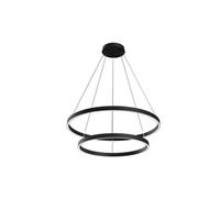 Rim Plafonnier suspendu circulaire à 2 niveaux à LED noir intégré Modern Rim