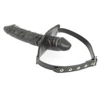 Rimba Bâillon buccal Bondage Play avec gode en latex à l'intérieur (4 x 6 cm) et à l'extérieur (4 x 13 cm) Bâillons Noir 4 x 6 cm