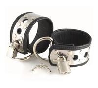 Rimba Bondage Play Attaches en métal et cuir avec cadenas Noir/Argent One Size