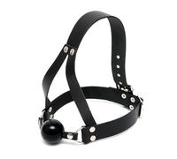 Rimba Bondage Play Bâillon balle en silicone avec bandeau Noir One Size